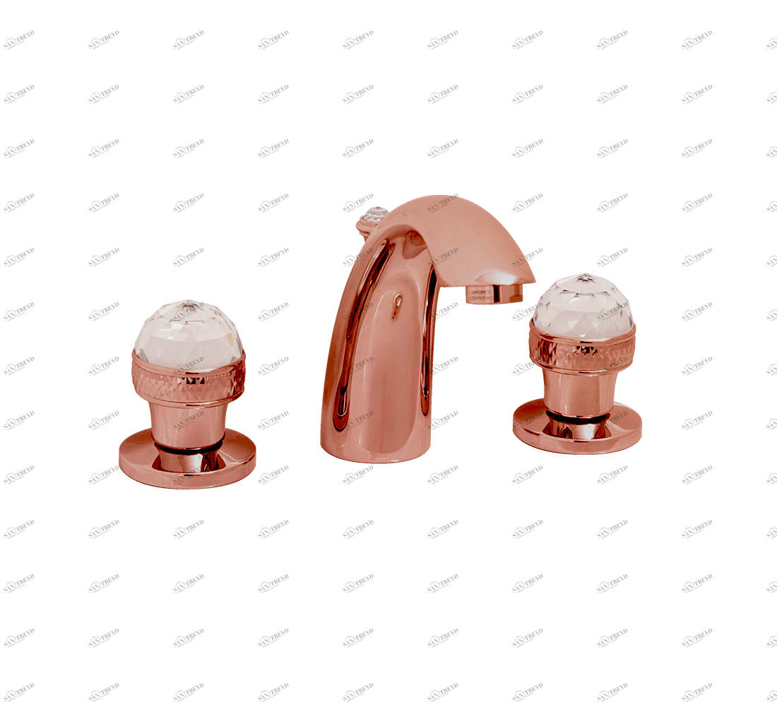 Gentry Home Смеситель для умывальника на три отверстия с выдвижным краном Crystal Медь GH102966