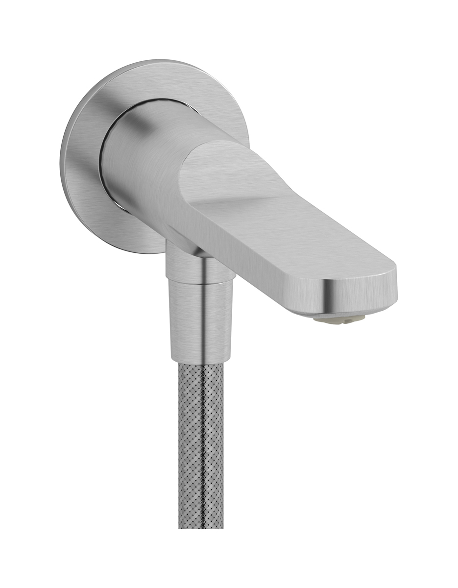 Настенный излив со встроенным дивертером и креплением для душевого шланга. WE ARE IB tw202ss Brushed Nickel TAAAC