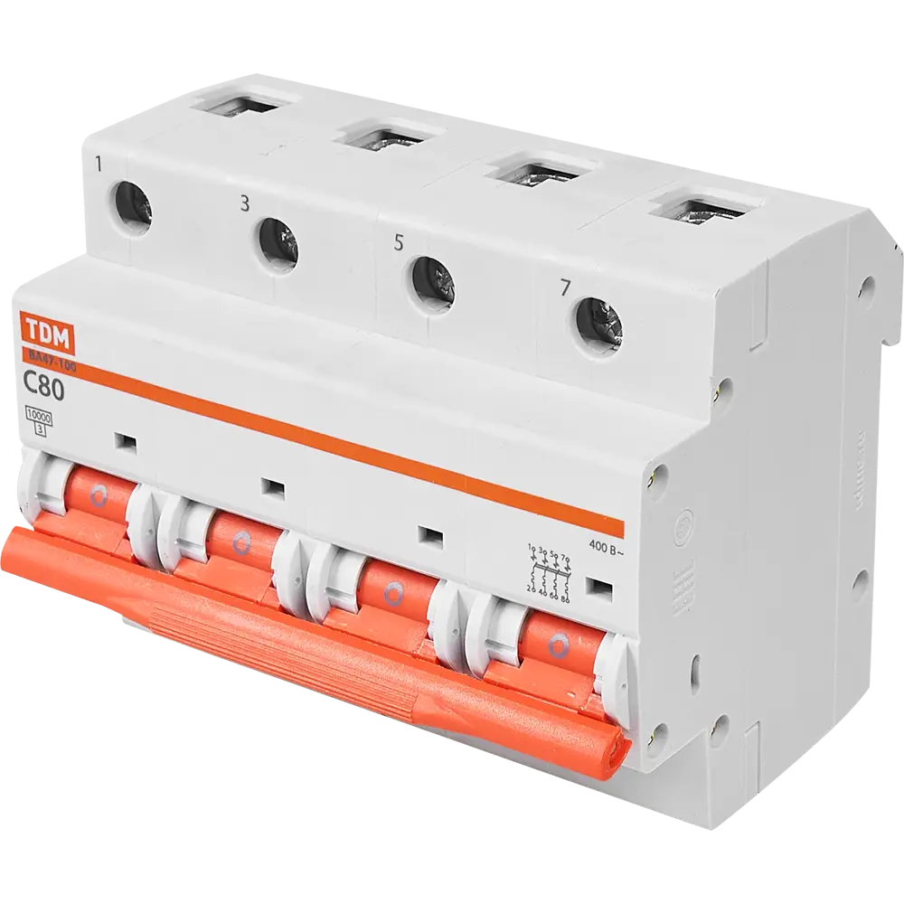 Автоматический выключатель TDM Electric ВА47-100 4P на 80А 84399533 STLM-0049306