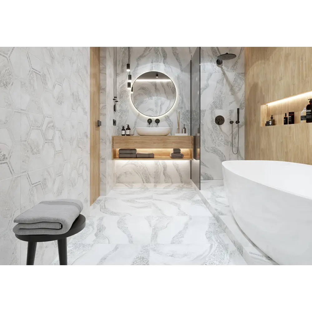 Керамогранит Fusion 60х60 см 1,08 м² цвет серый 84172735 STLM-2061015 Golden Tile - Вид №1