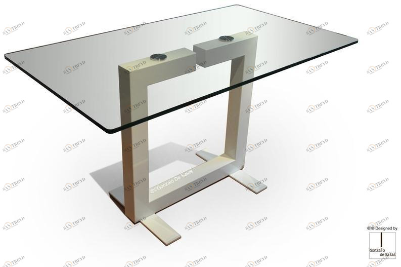 Gonzalo De Salas Прямоугольный обеденный стол из железа и стекла Isis sun-id-1424926