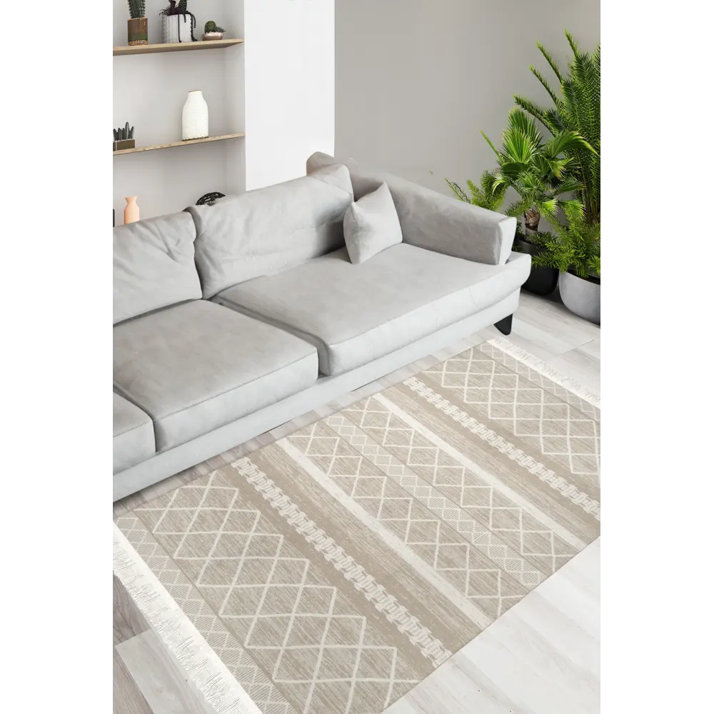 Коврик декоративный хлопок Sacli Lira F1 120x80 см цвет бежевый 89407932 STLM-2098184 