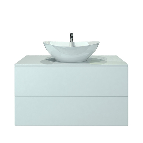 Orange Ot-100TuGLASS+O56 Тумба подвесная Otto c раковиной Олимпия 560. Белый sun-id-1517182 - Вид №1