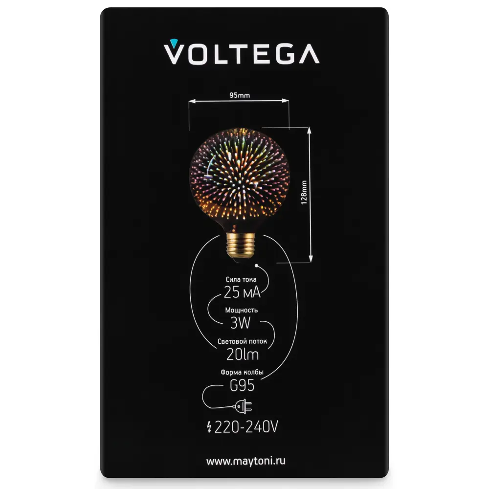 Декоративная филаментная лампа Voltega G95 3D 3Вт E27 ретро-стиль 89345988 STLM-1358645 - Вид №6