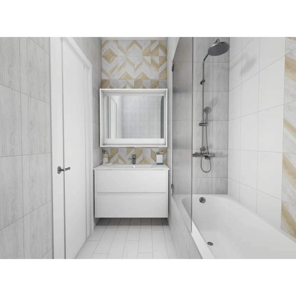 Керамогранит Tone 15х60 см 1.36 м² цвет белый матовый BELANI STLM-2010528 - Вид №8