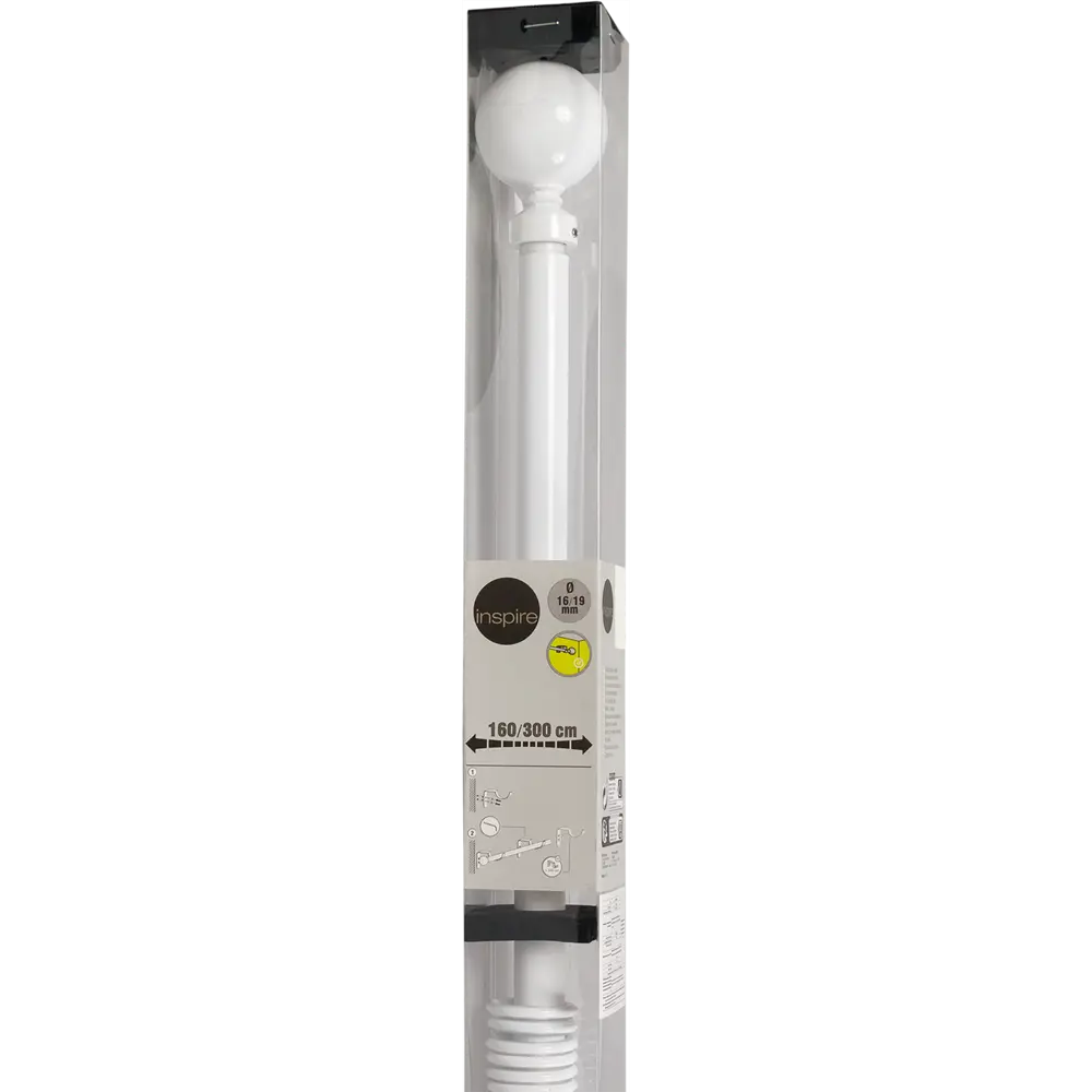 Карниз однорядный раздвижной Inspire Шар 160-300 см цвет белый 81976814 STLM-2179430  - Вид №5