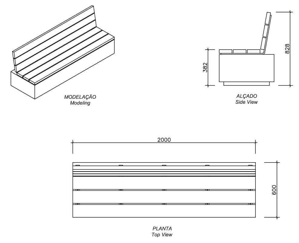 Бетонная и деревянная скамья со спинкой amop комфорт ARCH-00085062 - Вид №3