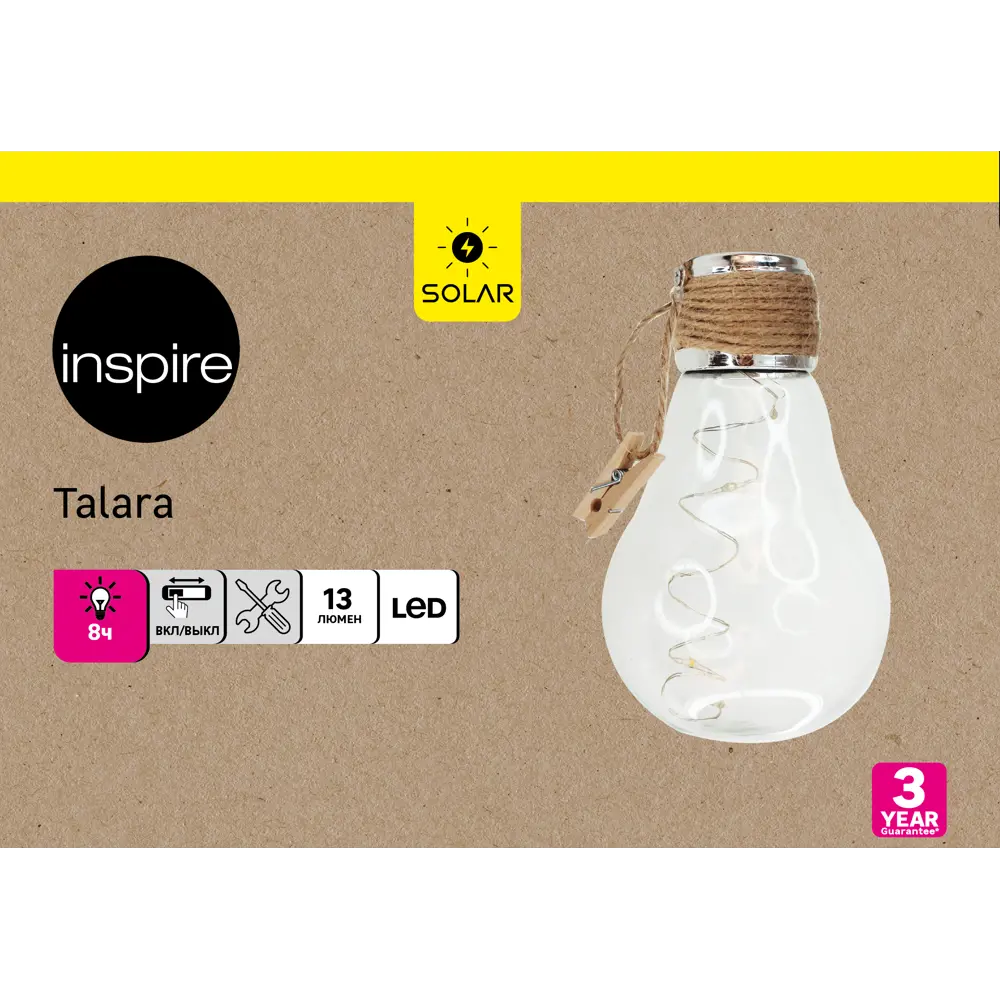 Светильник Inspire Talara на солнечных батареях 14 см цвет прозрачный теплый белый свет 2 шт 84882764 STLM-2136069  - Вид №6