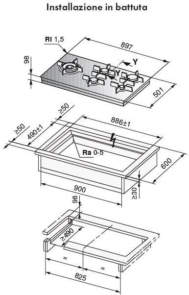 V-ZUG Встроенная газовая плита  Gas951gsaz  - Вид №1