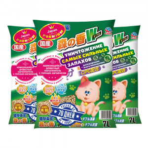 ПР0051191*3 Наполнитель для кошачьего туалета комкующийся с хиноки 7л (упаковка - 3 шт) Japan Premium Pet