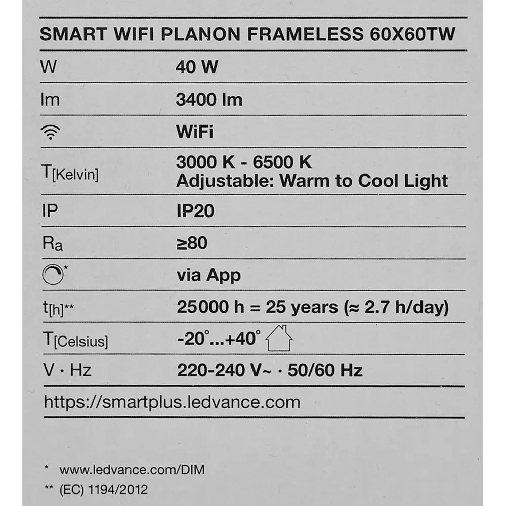 Безрамный накладной светильник WiFi 40 Вт IP20, 60X60 мм, 3400 Лм LEDVANCE STLM-2207399 - Вид №11