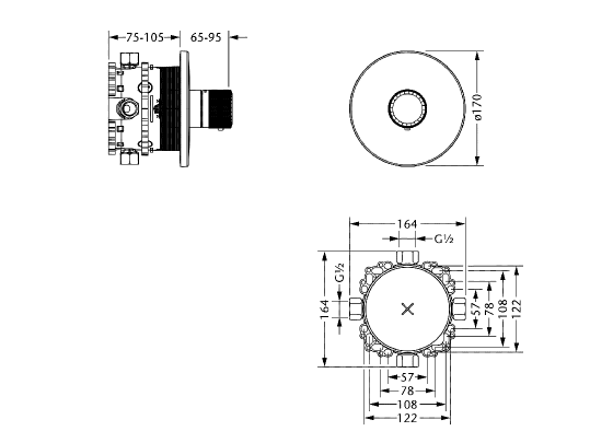 Термостат для душа скрытого монтажа ½" JOERGER Valenciaновинка 638.40.460.000-AA - Вид №1