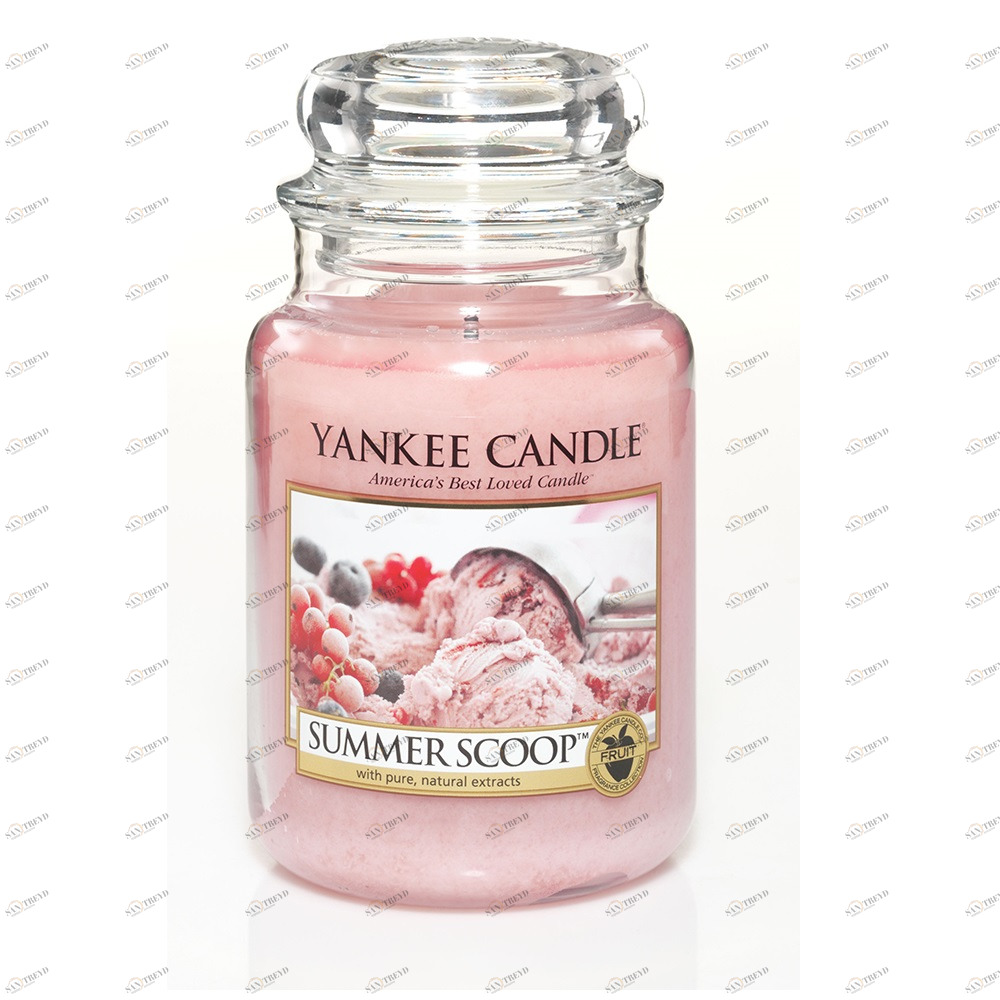 Свеча большая в стеклянной банке "Кусочек лета" Summer Scoop 623 гр 110-150 часов YANKEE CANDLE  267831 Розовый 