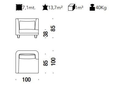 Съемное тканевое кресло с подлокотниками MOROSO Gimme More ARCH-00123137 - Вид №2