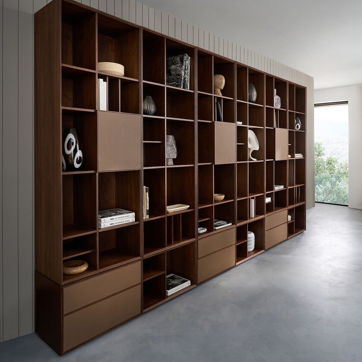 Секционный книжный шкаф из шпона AMPM Mikube ARCH-00009674 - Вид №1