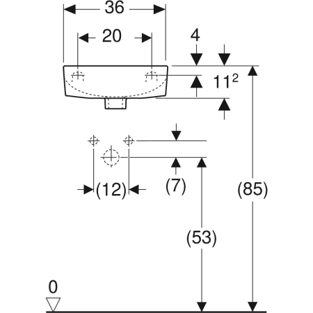 500.374.01.1 Раковина Geberit Renova с укороченным вылетом Geberit  - Вид №3