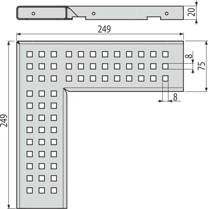 Решетка для дренажного углового желоба 75 мм, оцинкованная сталь ALCAPLAST ADZR103R - Вид №1