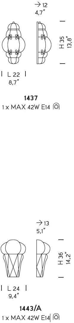 Sylcom Настенный светильник из дутого стекла Tiepolo 1437/1443 - Вид №2