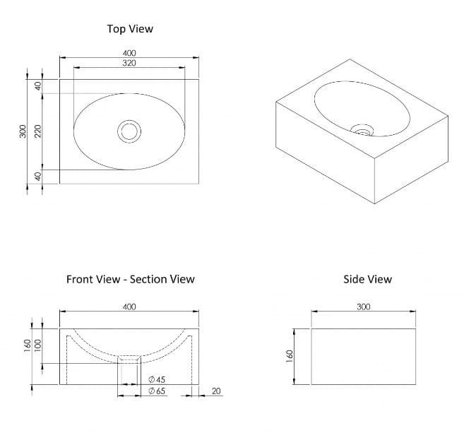 Одиночный овальный подвесной умывальник из мрамора Pietra Grey LUSSO COCO ARCH-00083220 - Вид №3