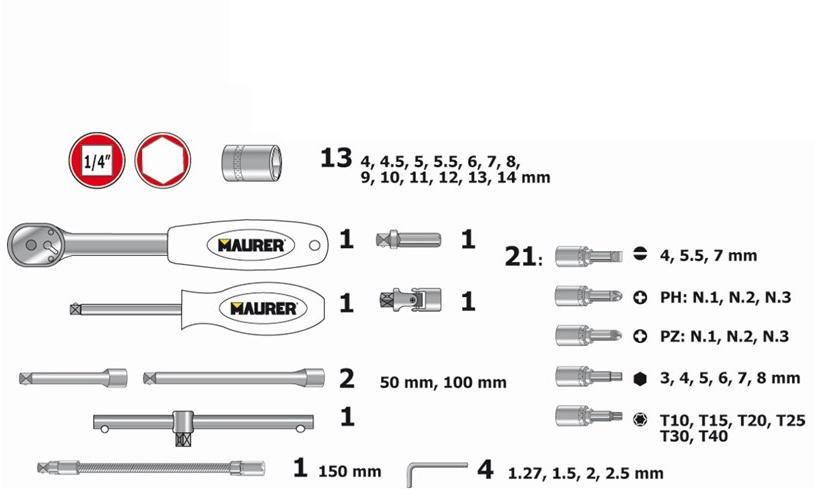 MAURER Набор ключей sun-id-1363248 - Вид №1