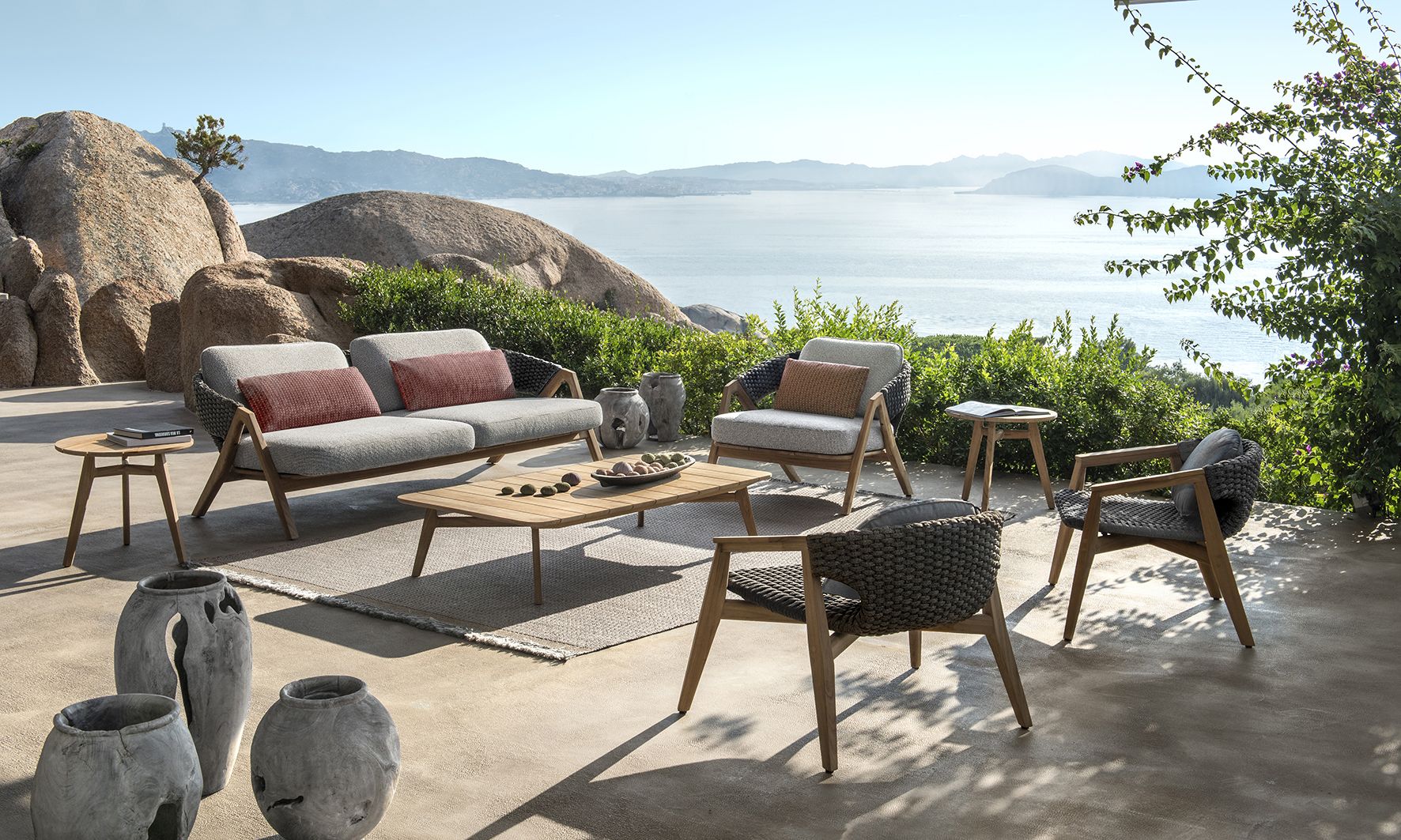 Садовое кресло из тика и плетеной веревки Ethimo Knit ARCH-00021527