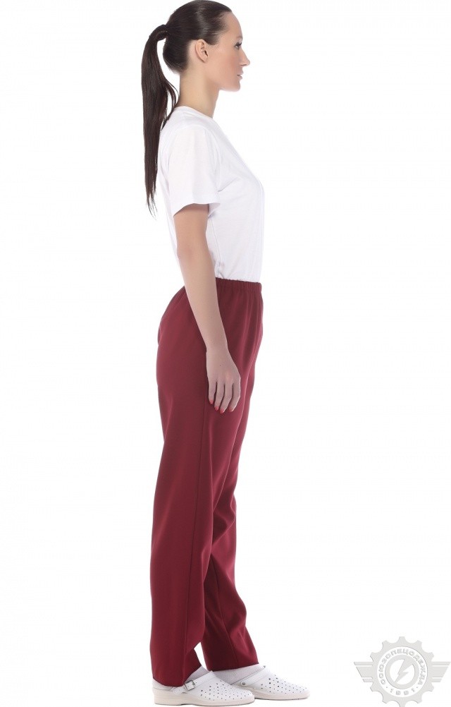 66074 Брюки ткань "Габардин" цвет бордо  Медицинская одежда  размер 44-46 Спецодежда  - Вид №4