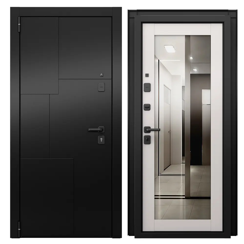 Дверь входная металлическая Волюм Скай 86x205 см левая шелк белый с зеркалом TOREX STLM-2026011