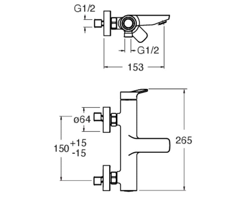 Однорычажный настенный смеситель для ванны CRISTINA Rubinetterie Elevation ARCH-00098536 - Вид №2