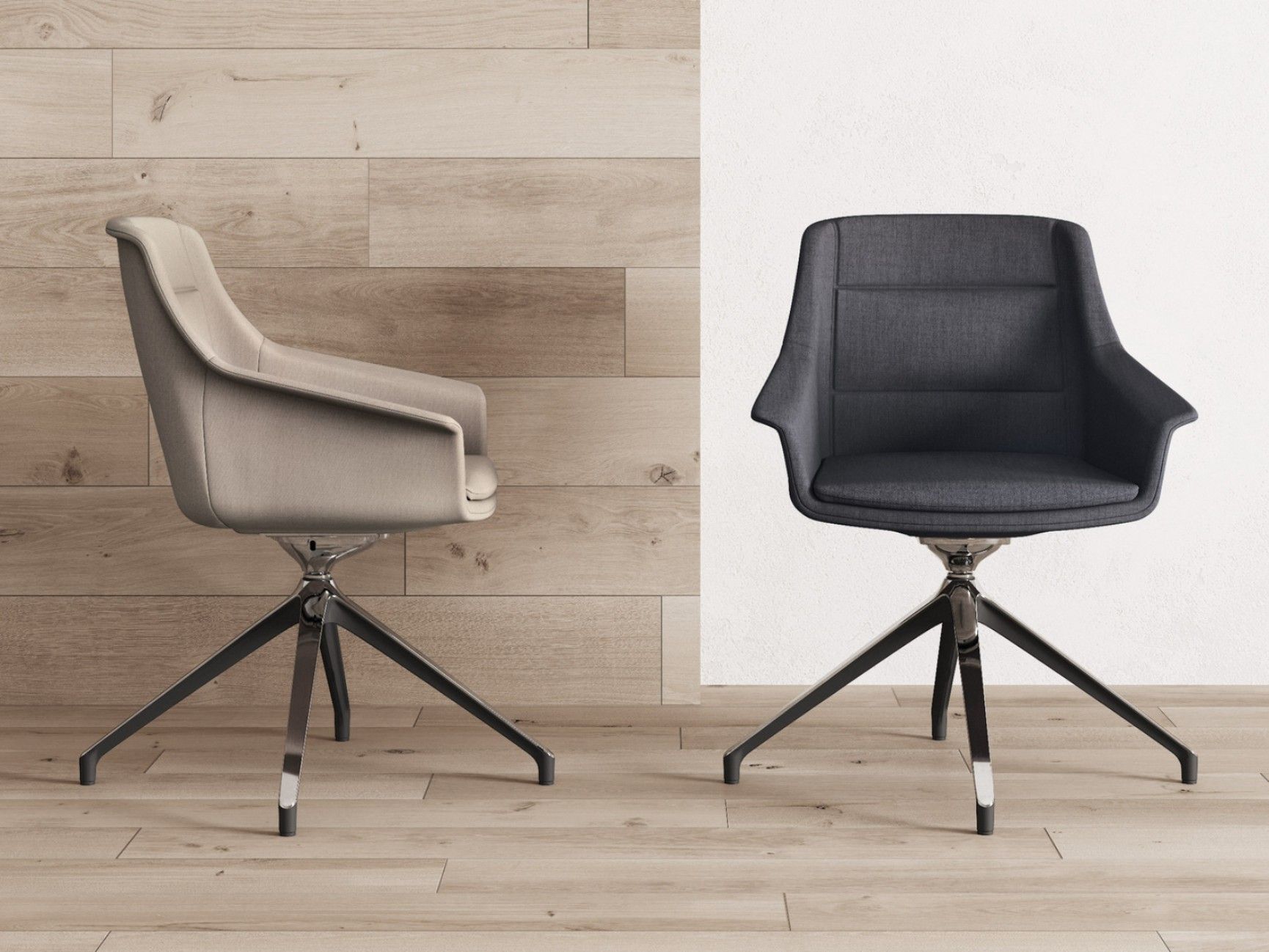 Тканевый поворотный стул с подлокотниками Las Mobili Jera ARCH-00016922