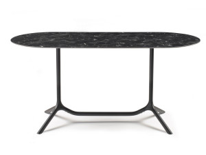 Овальный или прямоугольный стол с двойным основанием с 3 спицами