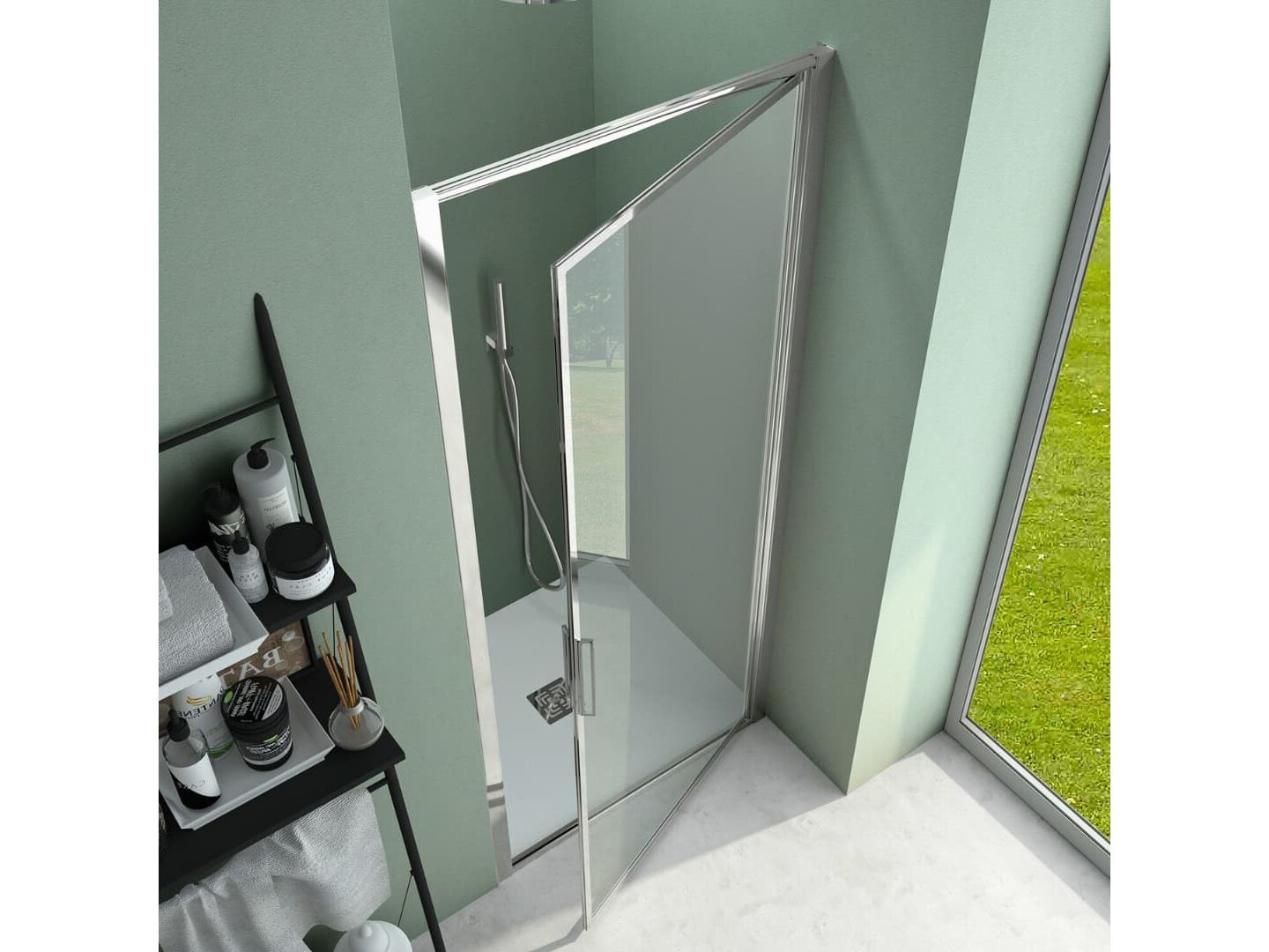 Алюминиевая и стеклянная нишевая душевая кабина с распашной дверью CSA Box Doccia Greta ARCH-00016509