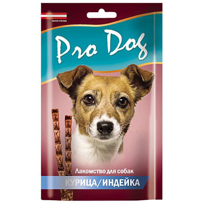 ПР0021853 Лакомство для собак Лакомые палочки с курицей и индейкой (3штх15г) 45г PRO DOG 
