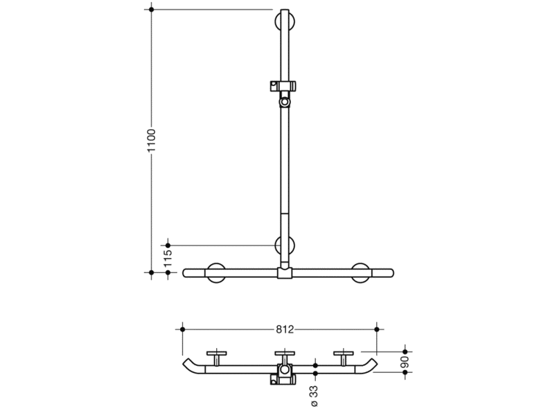 950.35.42054 Поручень для душа с выдвижным держателем для душа теплое прикосновение HEWI Greifen  - Вид №1