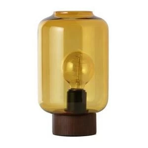 Лампа настольная Column, коричневое стекло/деревянное основание