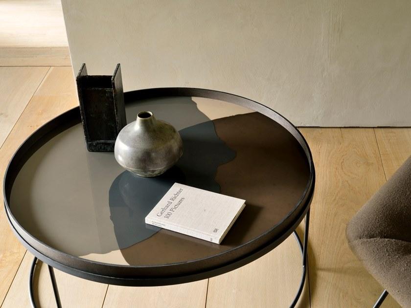 Ethnicraft Круглый поднос из дерева и стекла Linear flow 20908 - Вид №4