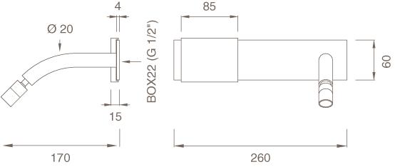 Ceadesign Настенный смеситель для умывальника из нержавеющей стали с регулируемым изливом Regolo Reg 04 - Вид №2