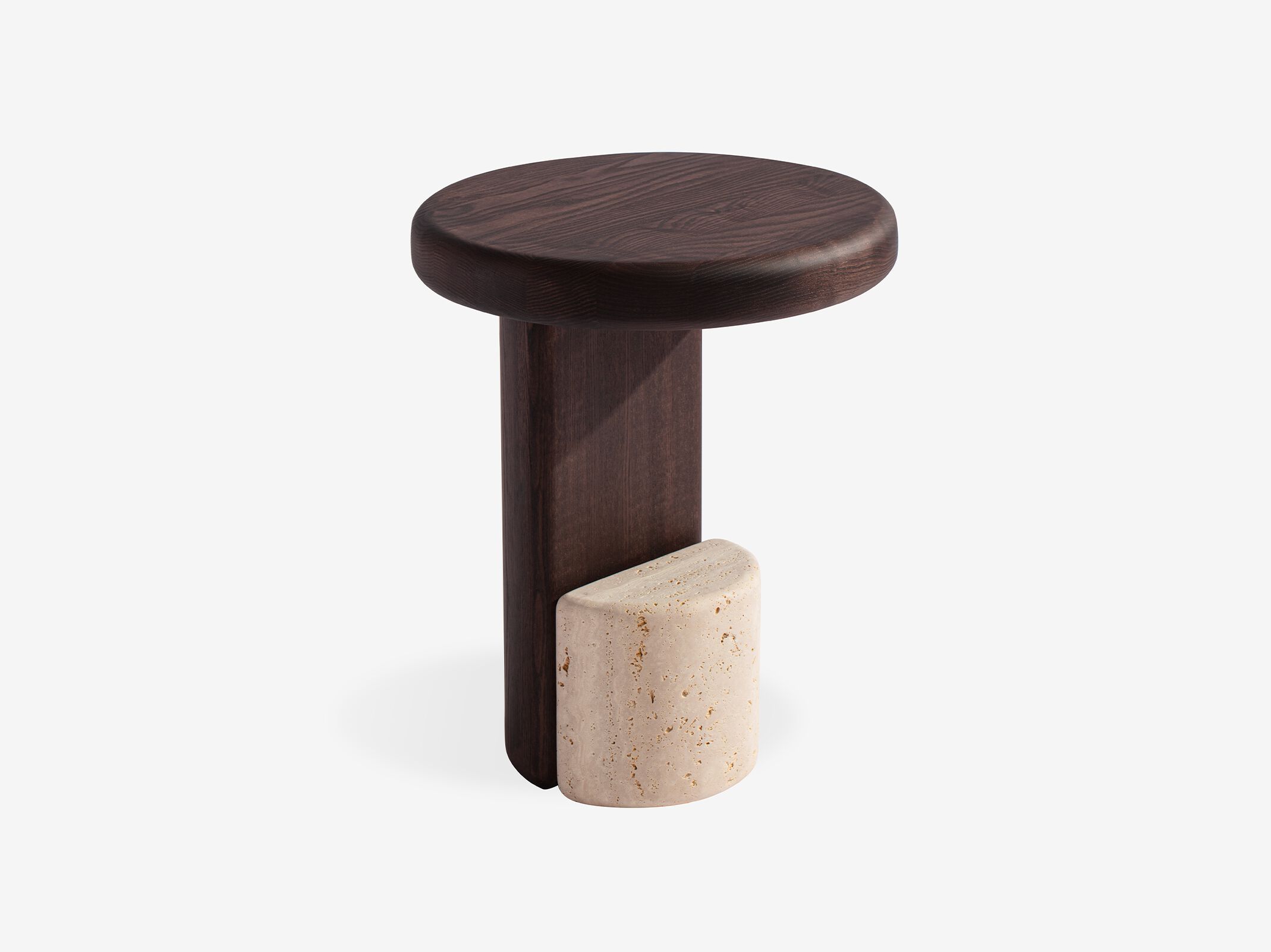 Круглый журнальный столик из дерева и натурального камня Carpanese Home Rising ARCH-00111776