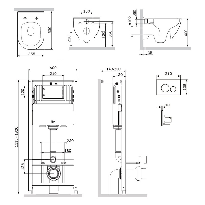 IS49001.801701 Комплект инсталляция с клав Pro L белый с подвесным унитазом FlashClean с сид м AM.PM Like - Вид №5