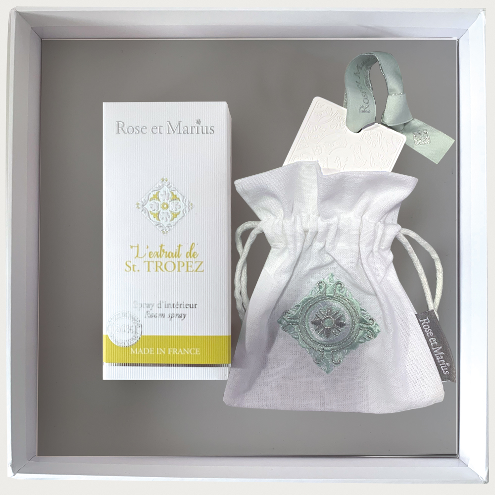 CAR-STT Набор спрей парфюмированный 100 мл , диффузор керамический, подарочная коробка Rose&Marius Santreyd 