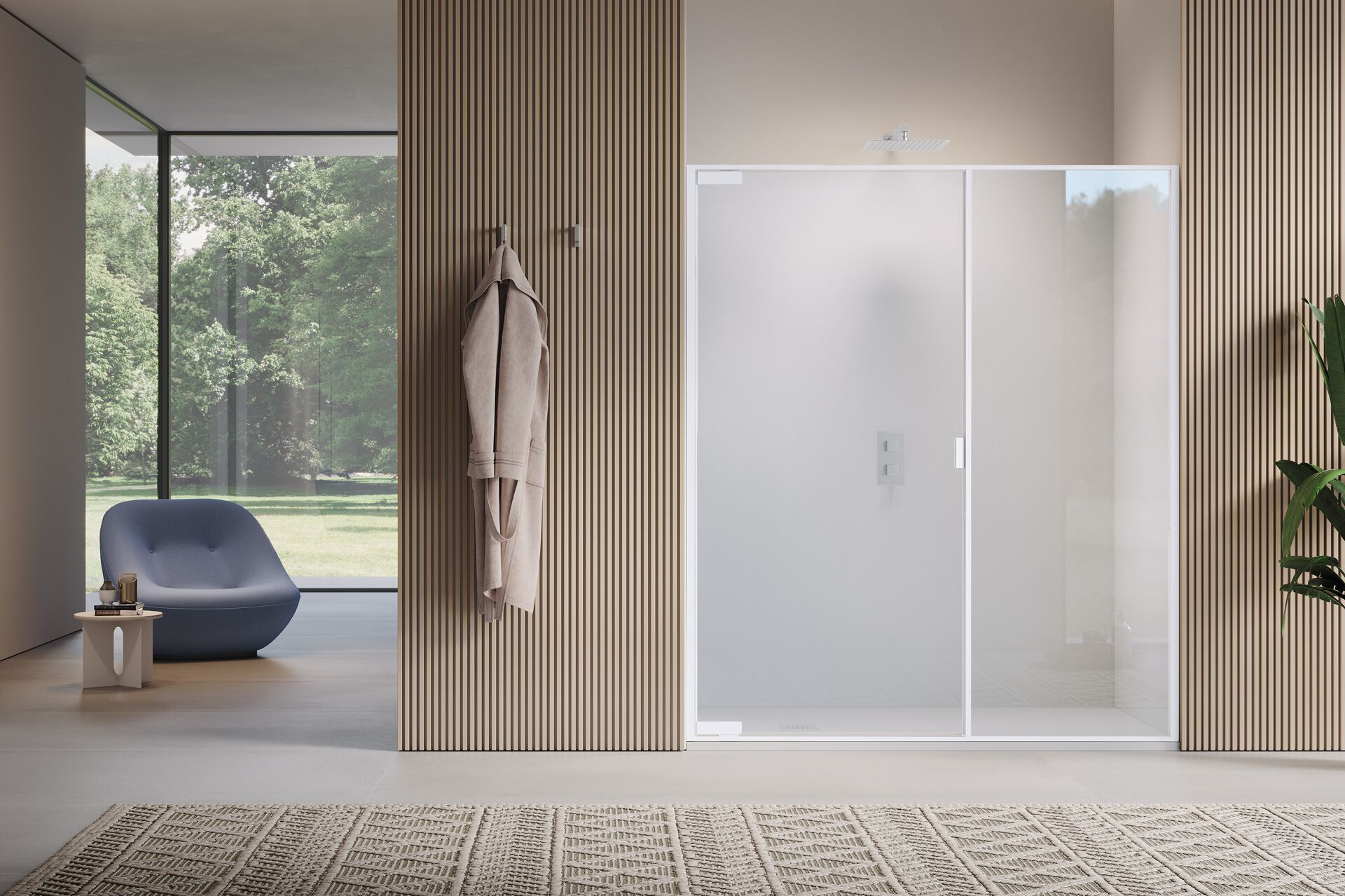 Поворотная поворотная дверь с фиксированной стеной в линии только для ниши Samo PYXIS ARCH-00112847 - Вид №4