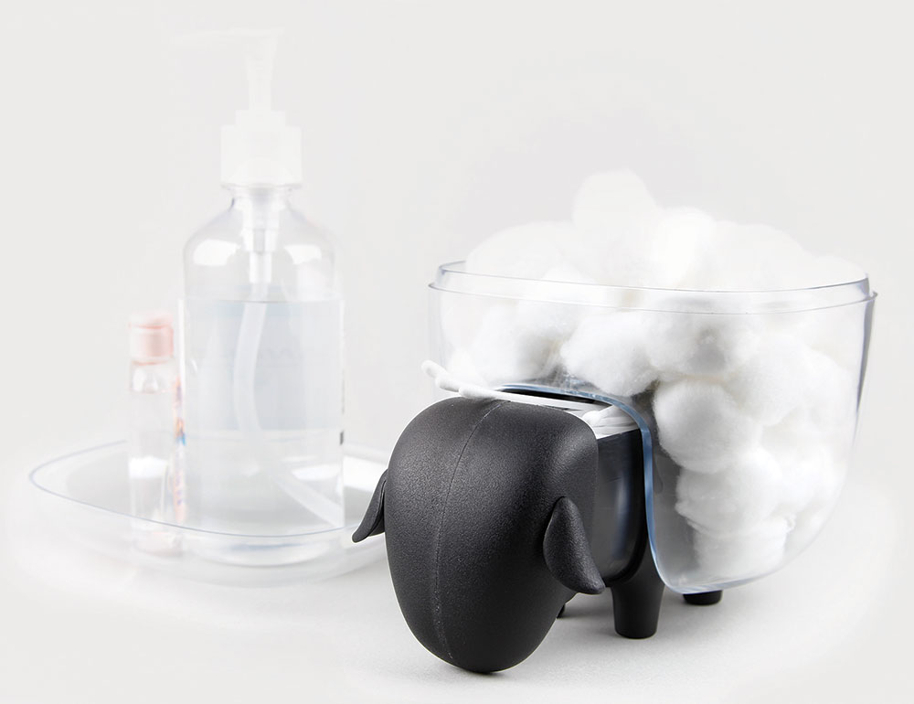 QL10227-BK-CL Держатель для ватных дисков sheep чёрный-прозрачный Qualy  - Вид №1