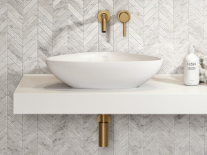 Умывальник с одной овальной столешницей из смолы