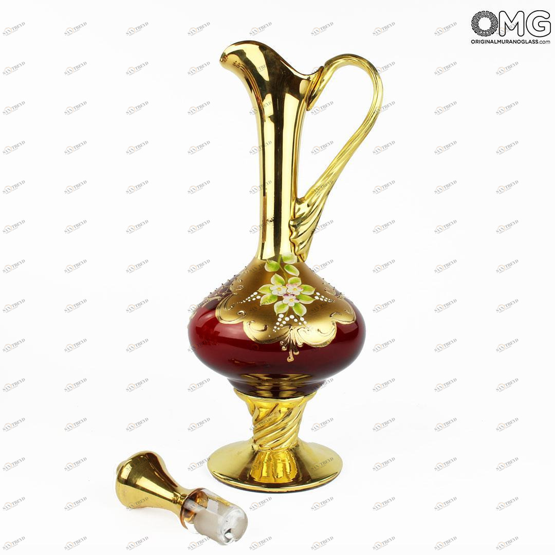 3393 ORIGINALMURANOGLASS Красный графин Trefuochi - муранское стекло OMG  см 
