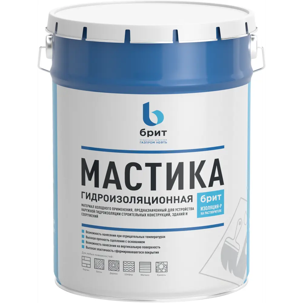 Мастика гидроизоляционная битумно-полимерная Брит Изоляция-Р 5 кг STLM-2149635