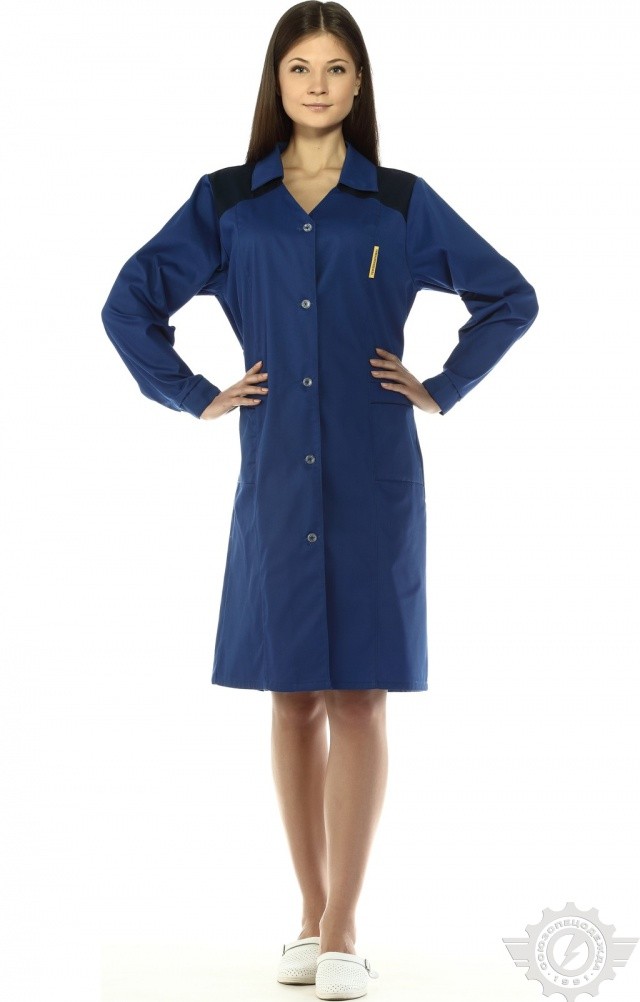 65721 Халат "Мастерица" женский василек с темно-синим  Одежда для обслуживающего персонала  размер 52-54/158-164 Спецодежда  - Вид №5