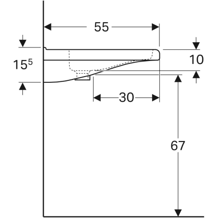 128666000 Раковина Geberit Renova Comfort Square, безбарьерная Geberit  - Вид №42