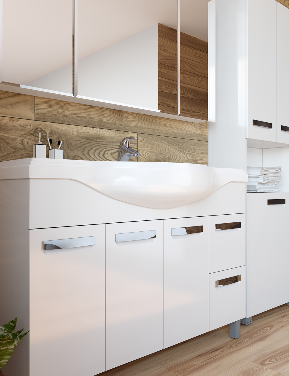 Тумба  Plaza 2-1200 (Класскик)1210⨉500⨉820 мм белый Santreyd sun-id-664519 - Вид №3