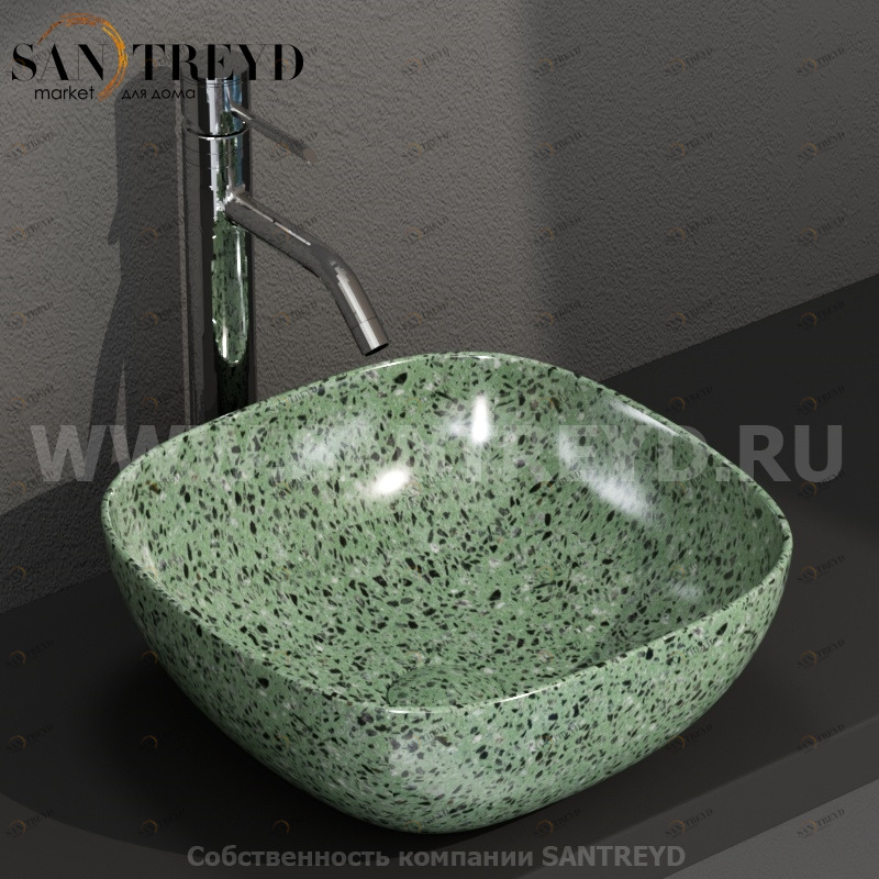 B6Q38GV Накладная раковина на столешницу  квадратная Ceramica Globo T-EDGE