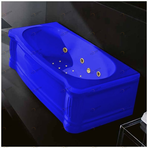 Ванна Gruppo treesse New Classic ATC-V677Q-SX-SIZ синяя с гидромассажем аэромассажем дезинфекцией и дистанционным управлением прямоугольная левая  с золотой фурнитурой ATCV677QSXSIZ