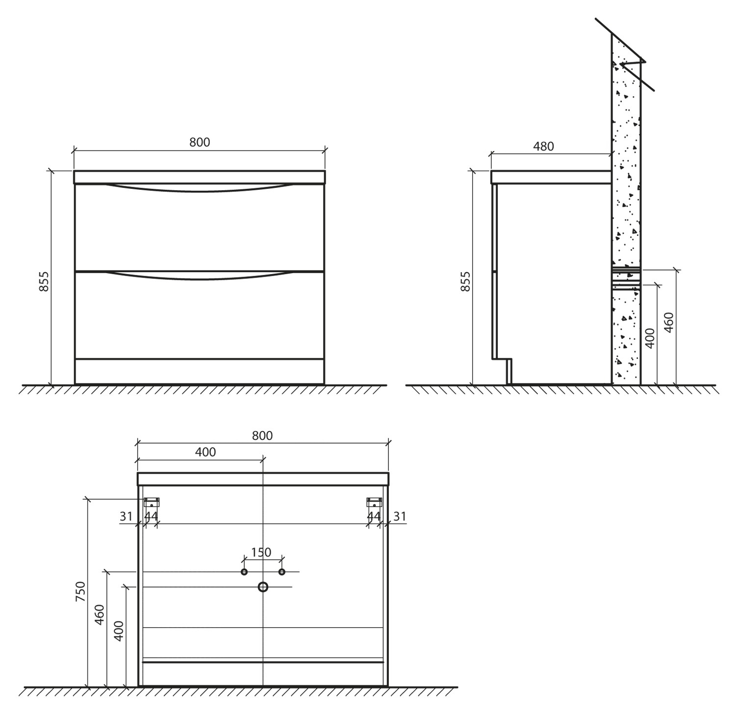 Мебель для ванной BelBagno ANCONA-N-800-2C-PIA-RW  - Вид №2